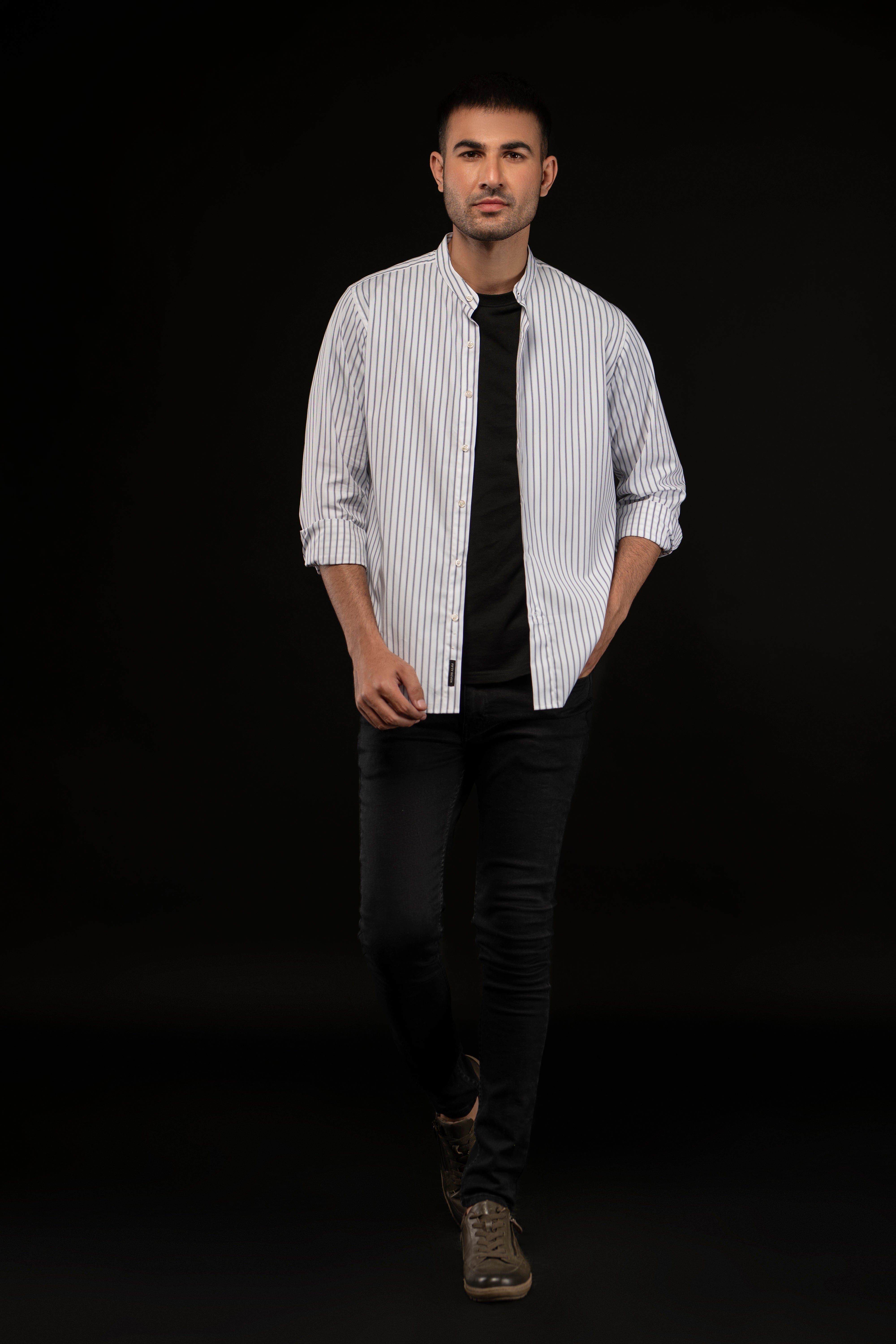 Banded Collar Shirt