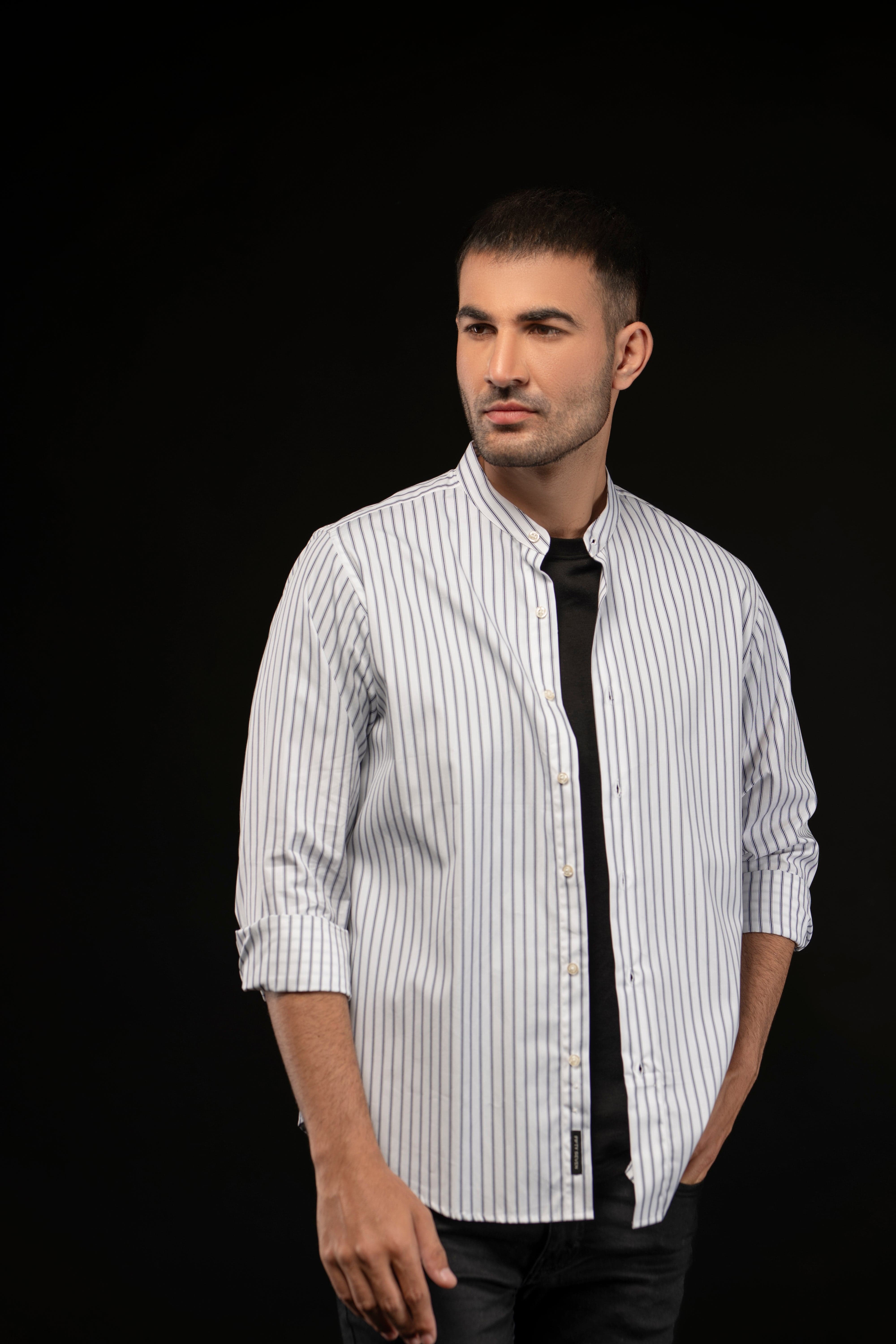 Banded Collar Shirt