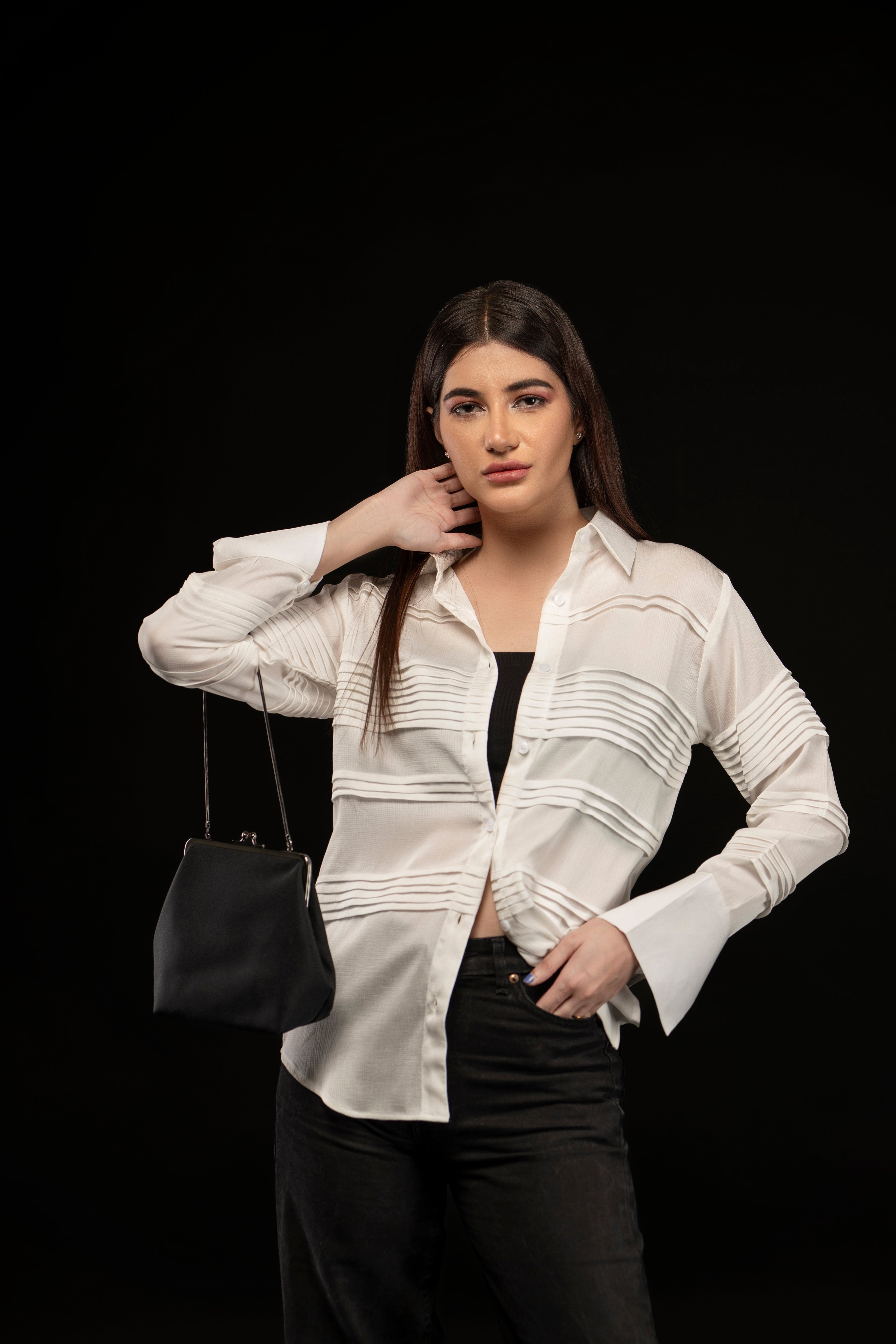 Pleated Geogette Blouse