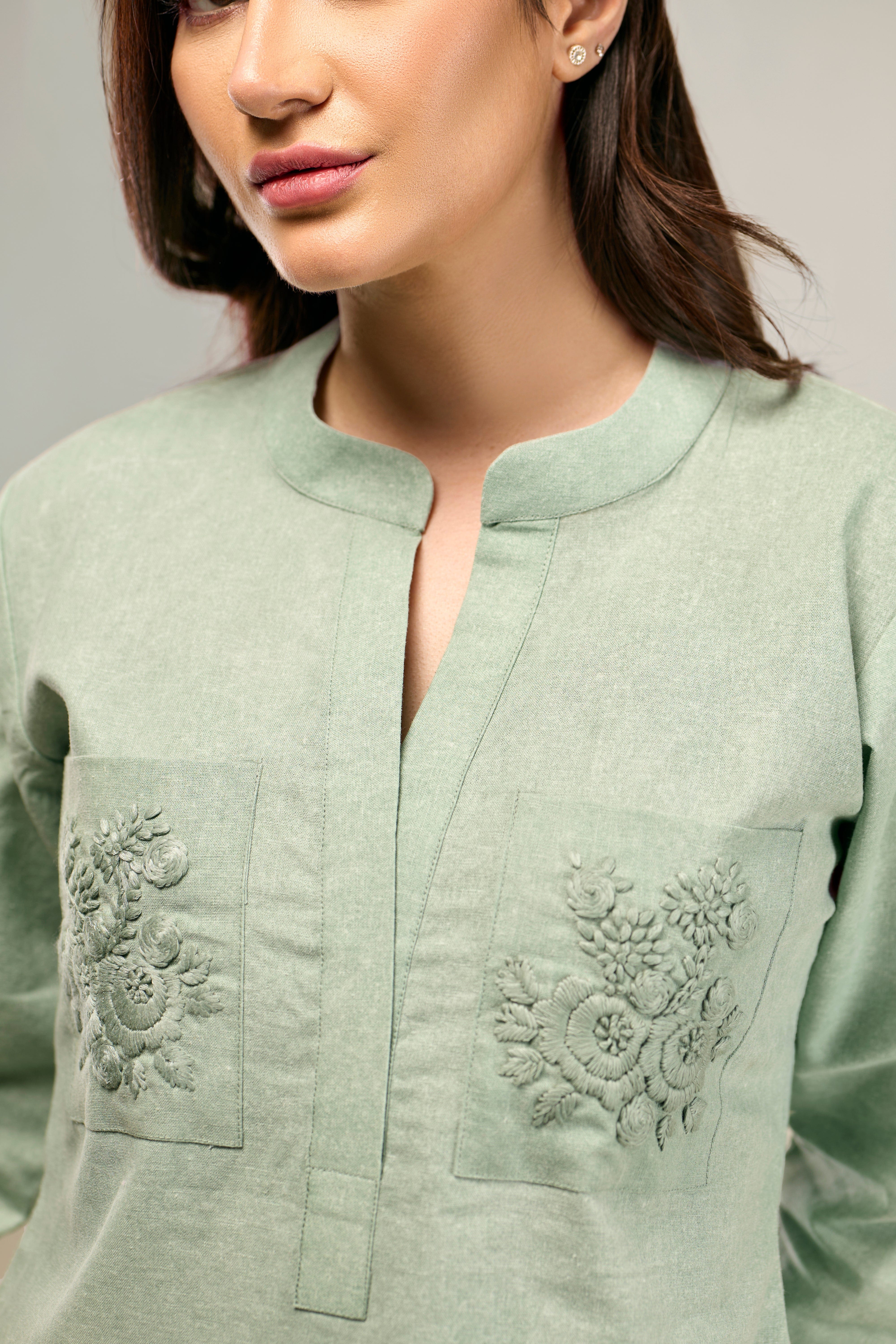 Hand Embroidery Linen Top