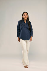 Couture Tonal Emb Poplin Blouse