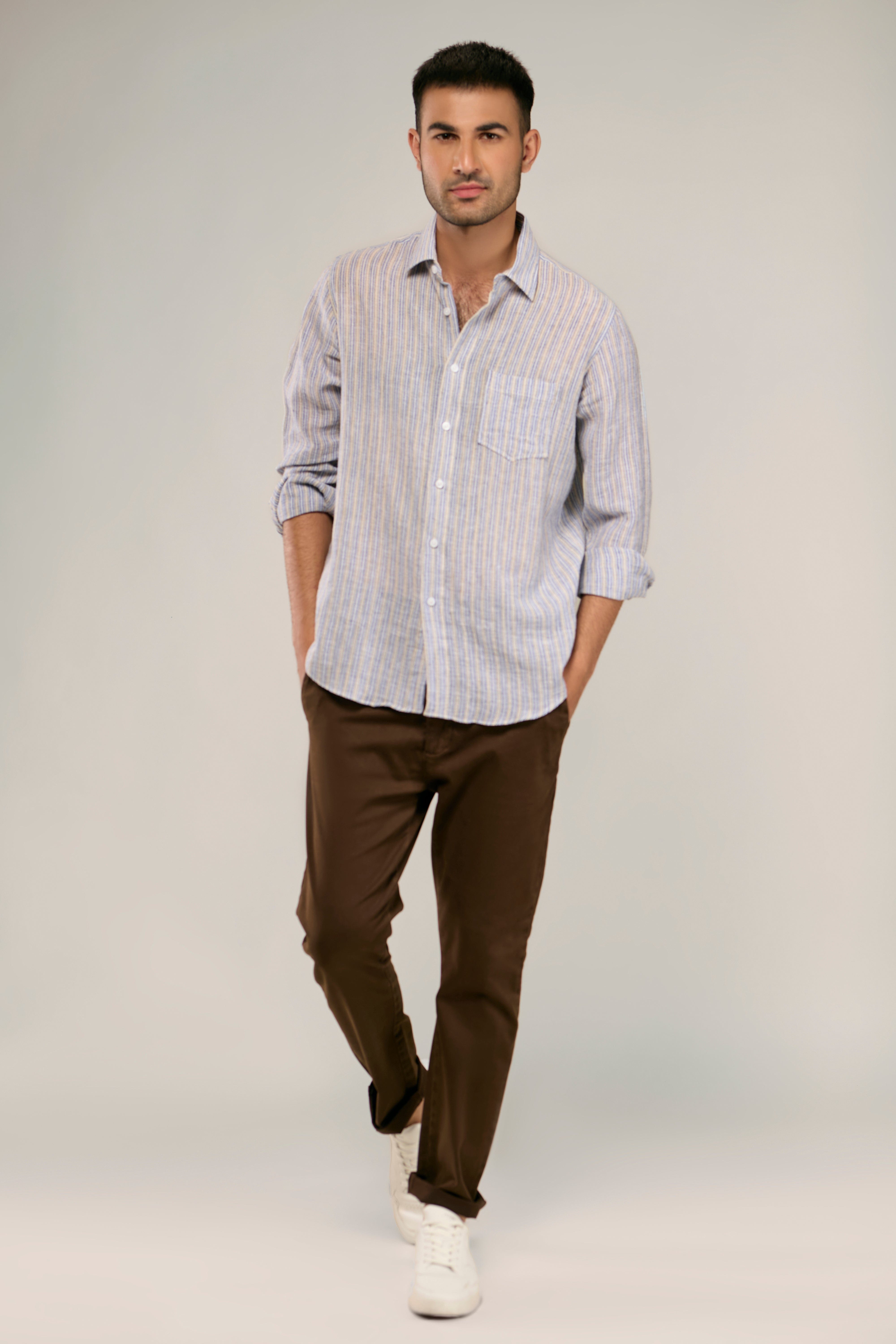 Cotton/Linen Yarn Dyed Shirt