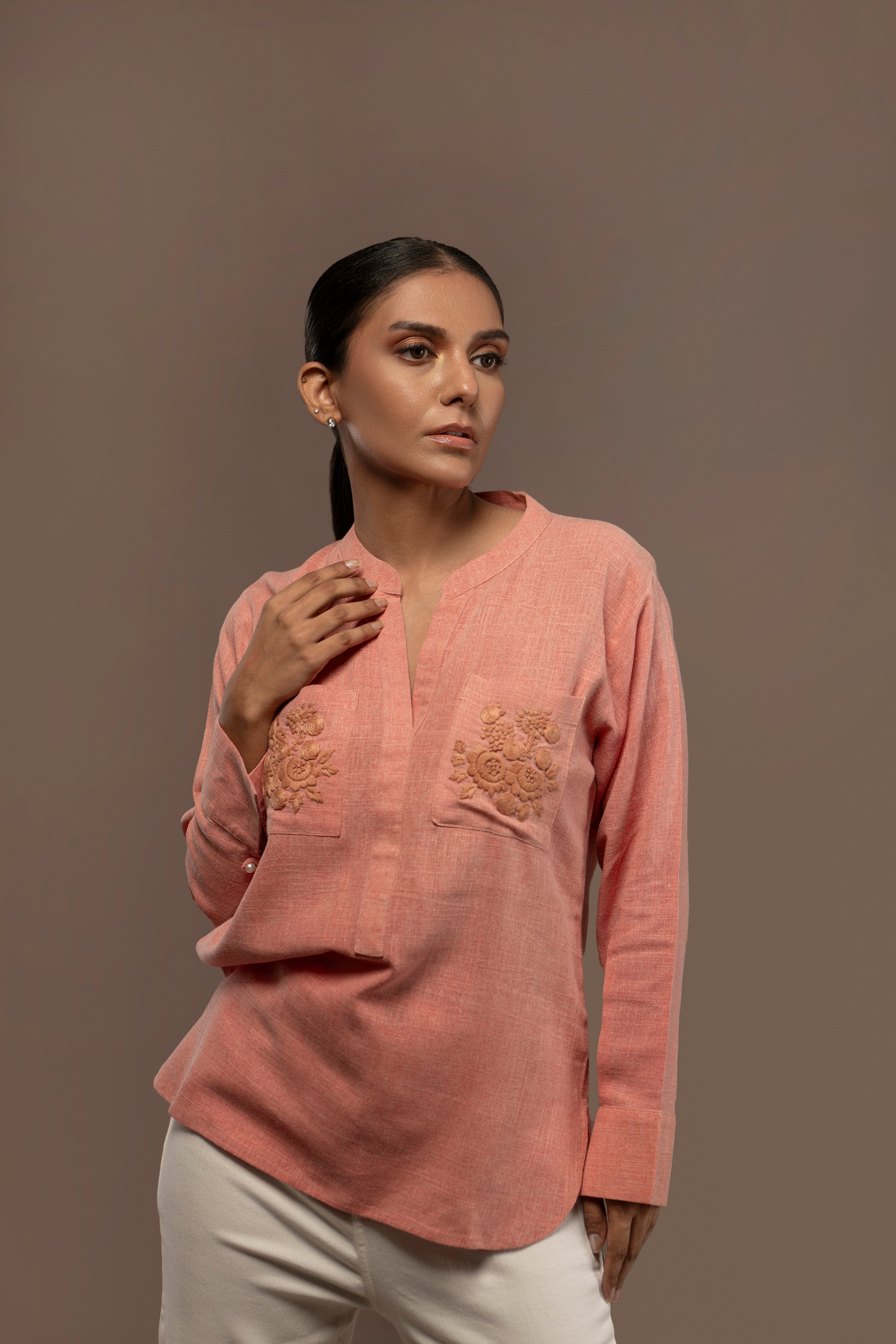 Hand Embroidery Linen Top
