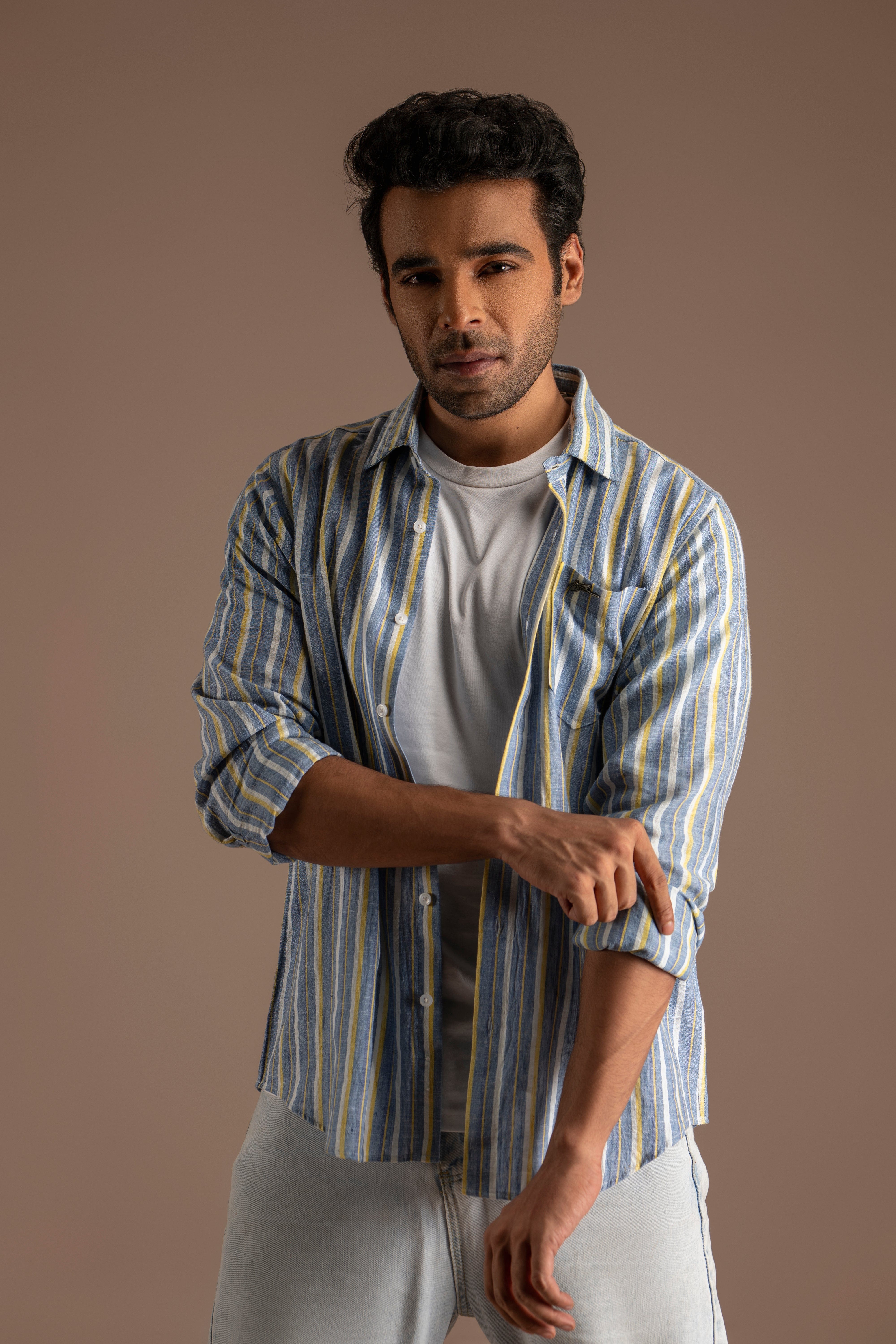 Cotton Yarn Dye Striped Shirt