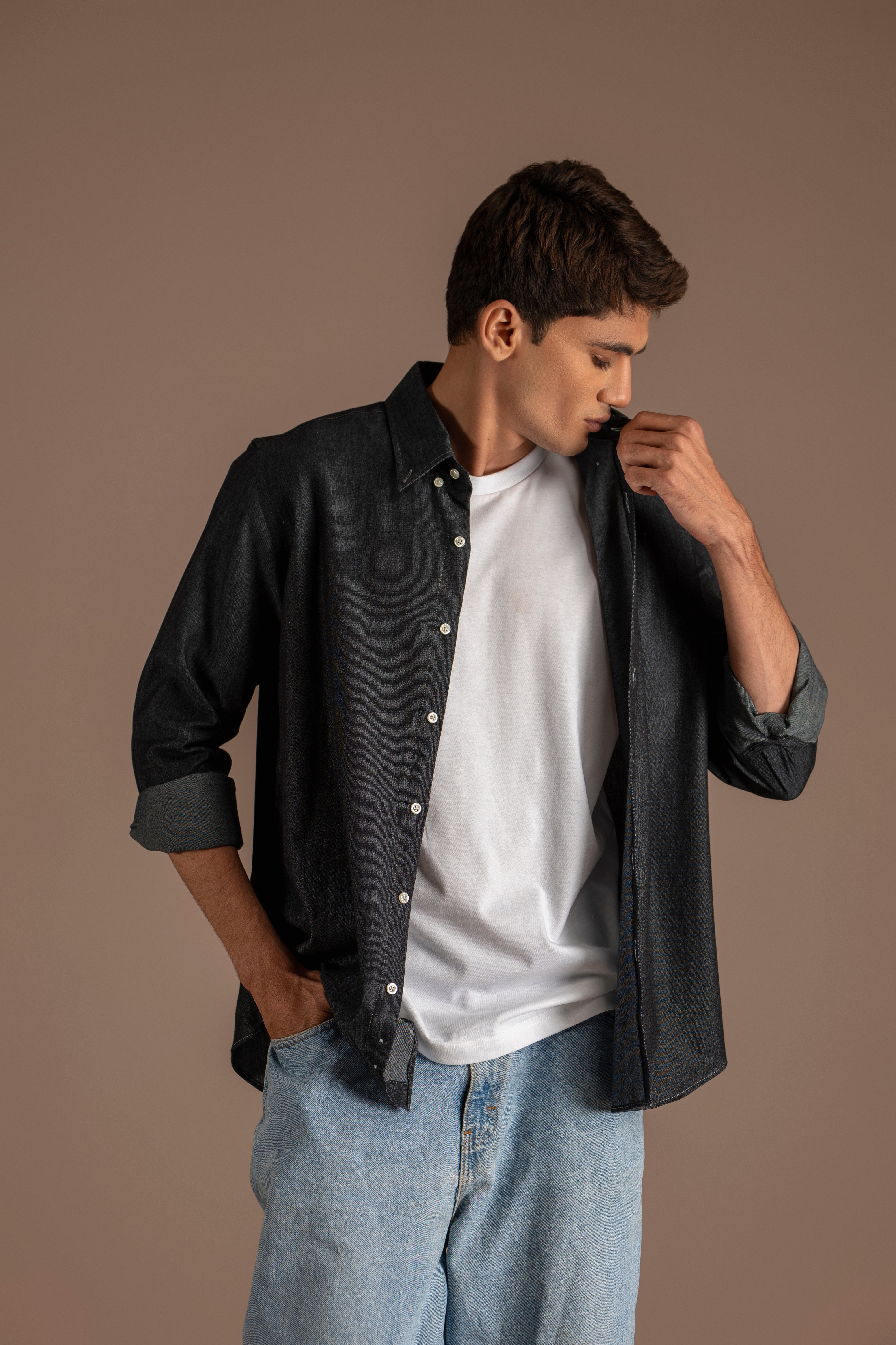 Men's Denim Button Down Shirt