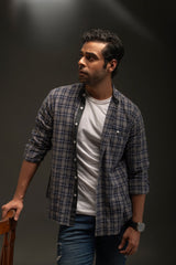 Cotton/Linen Banded Collar Shirt
