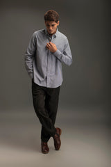 Hidden Placket Y/D Cotton Shirt
