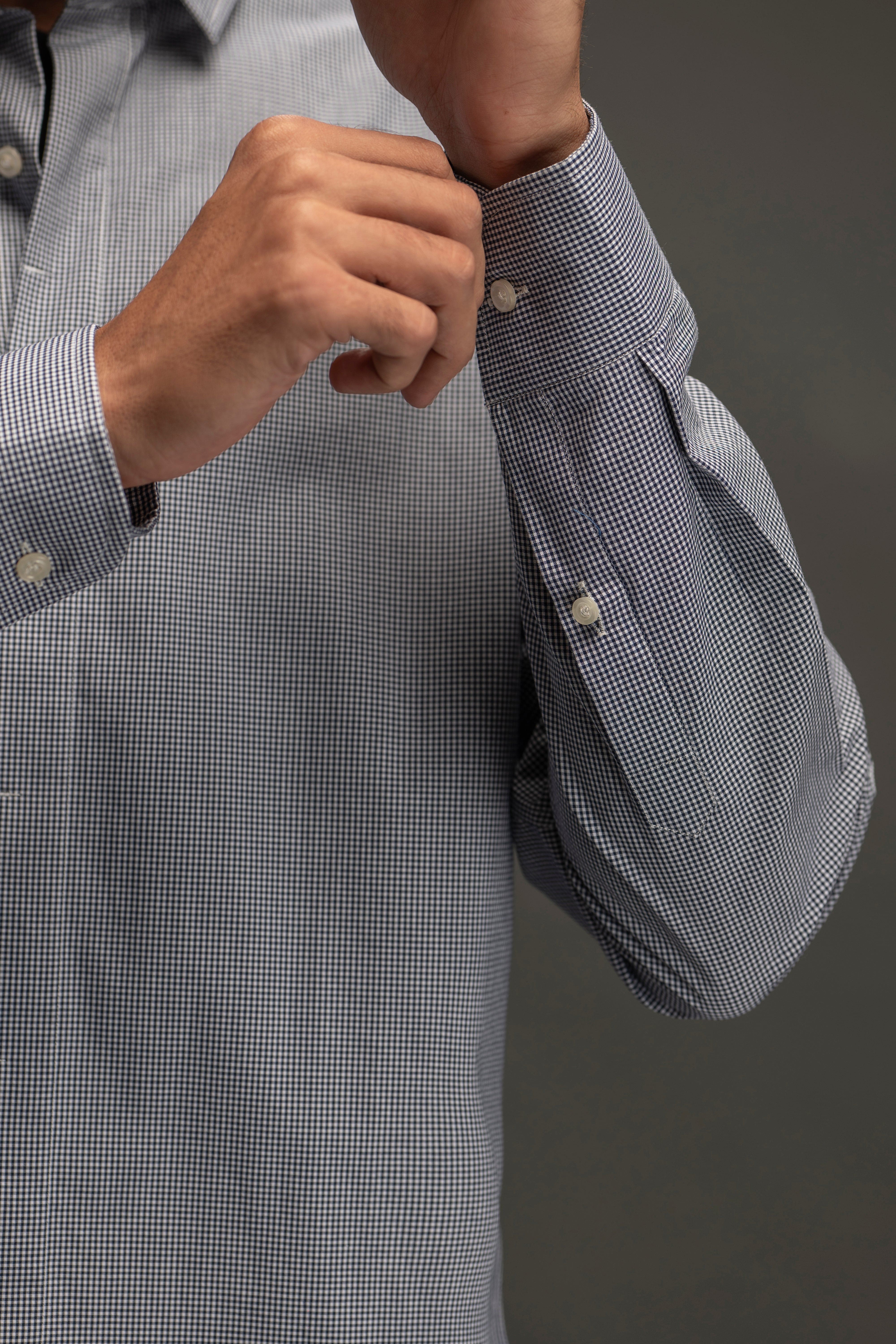 Hidden Placket Y/D Cotton Shirt