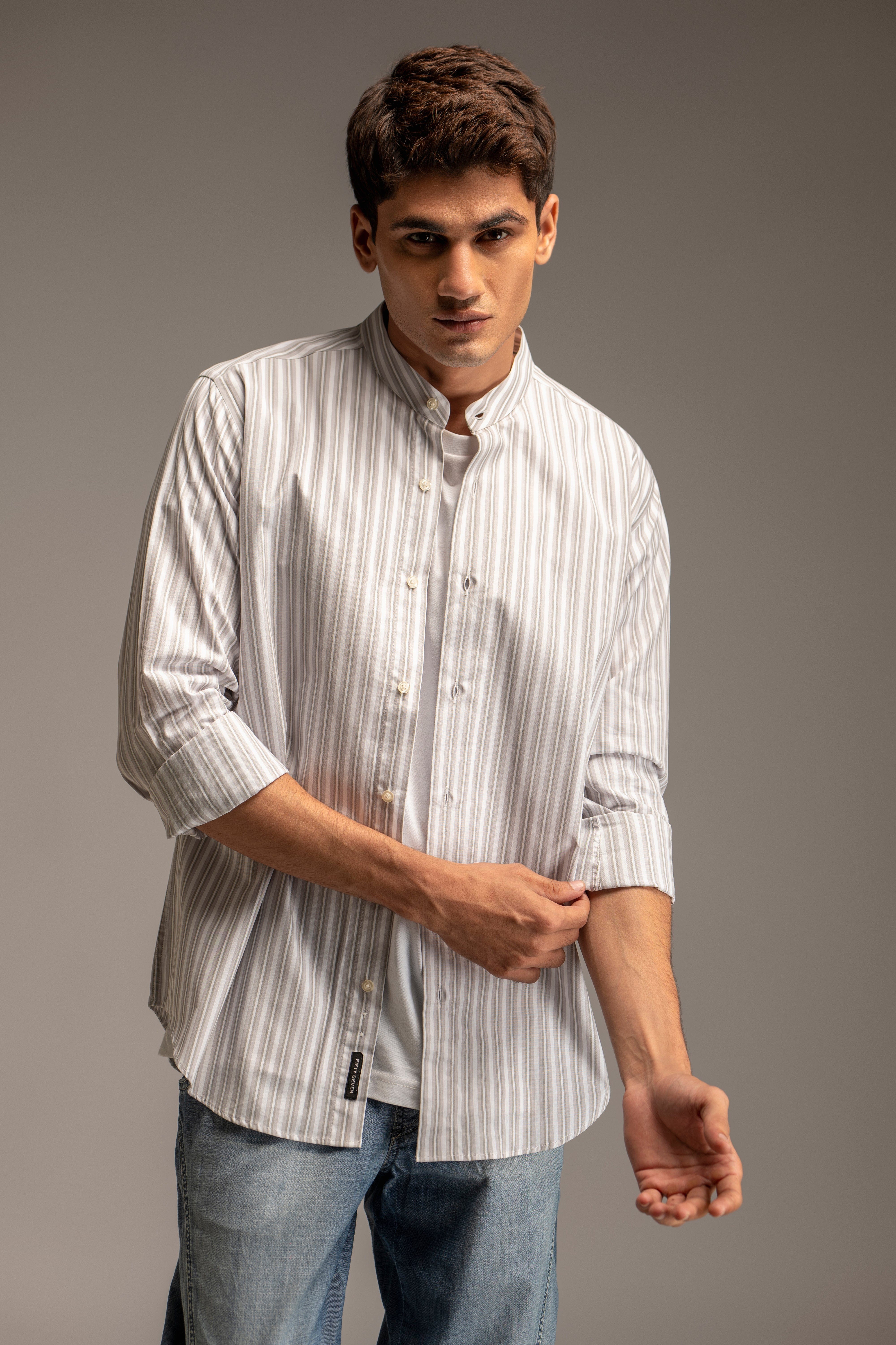 Men's Banded Collar Shirt