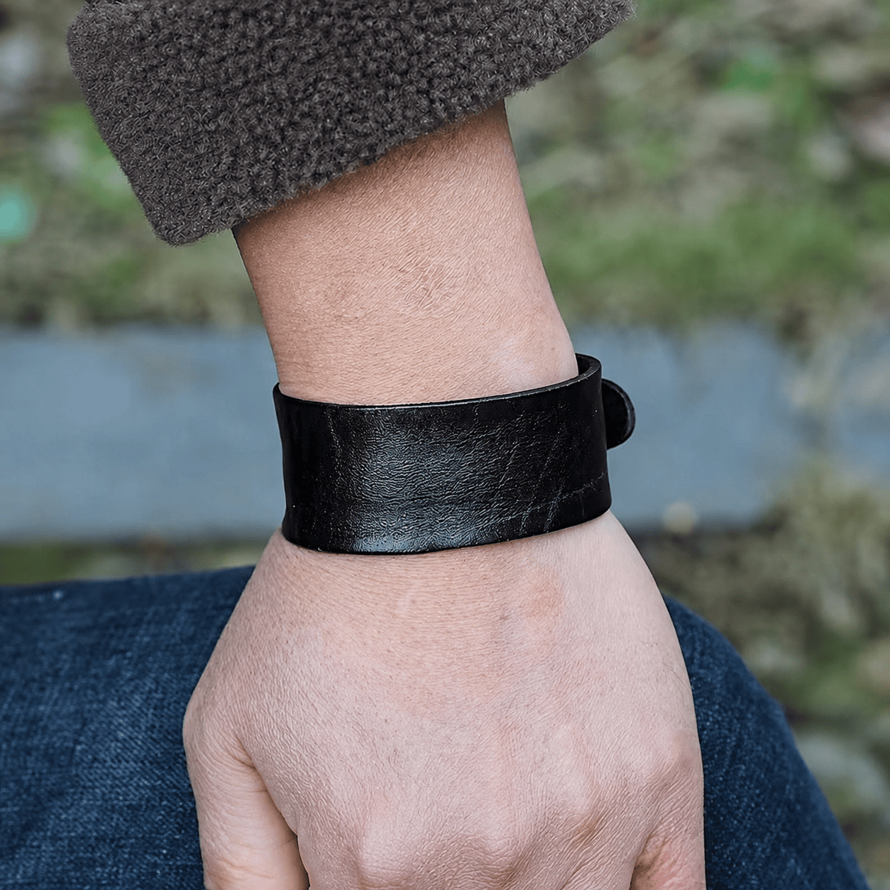 Retro Punk Men’s Wide Leather Bracelet