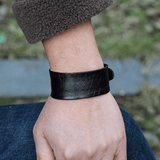 Retro Punk Men’s Wide Leather Bracelet
