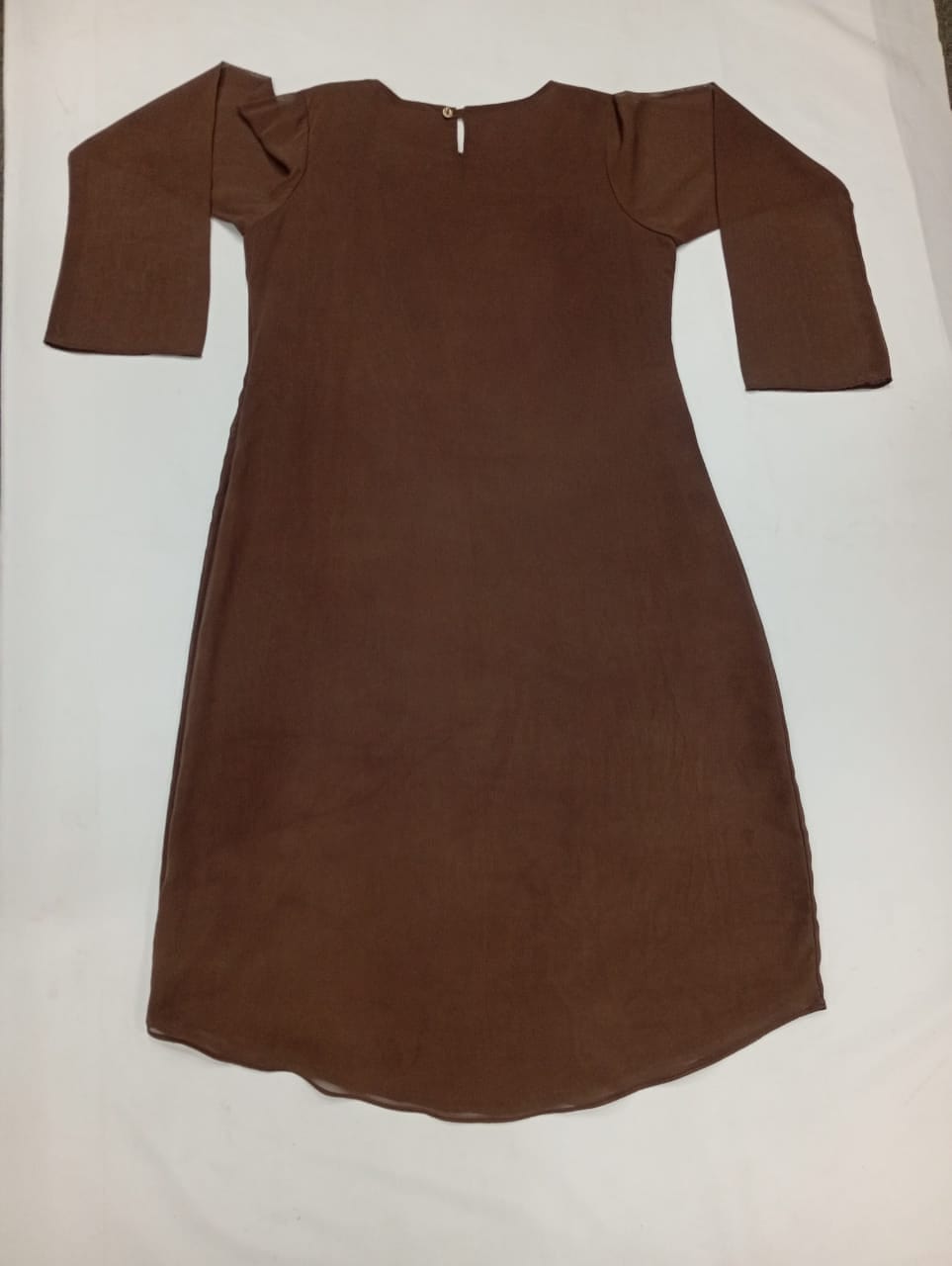 Brown Embroidered Dress with Neckline