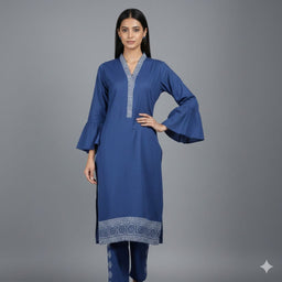 Royal Blue Greek Border Kurta Set