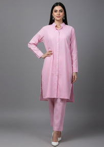 Soft Pink Striped Kurta Set
