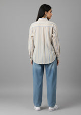Beige Stripe Cotton Classic Shirt