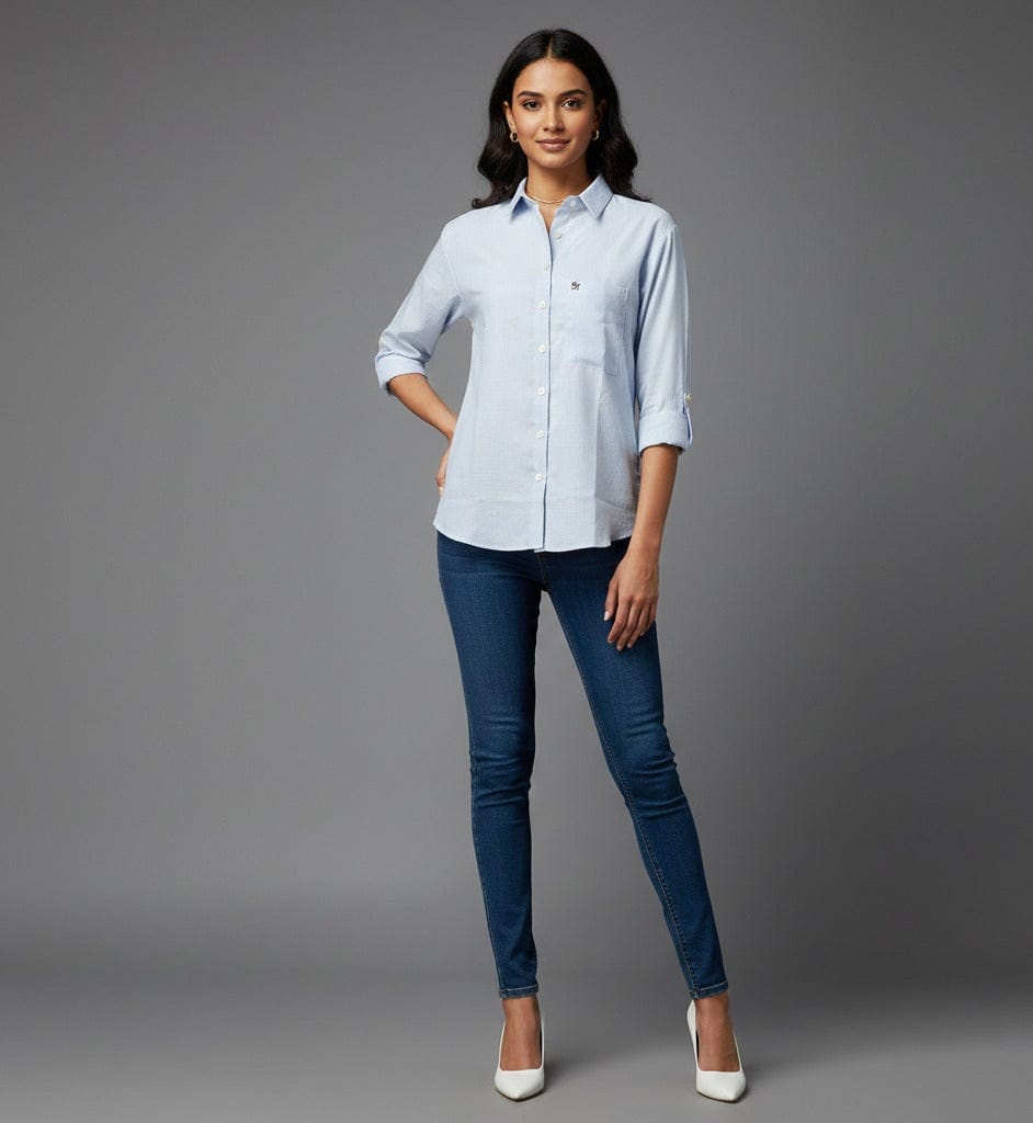 Light Blue Cotton Stripe Shirt