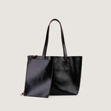 Women’s Black Leather Bag with Rich Red Interior