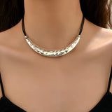 Retro Crescent Leather Rope Necklace