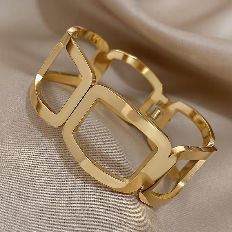 Geometry Wide Version Stainless Steel Bracelet for Women