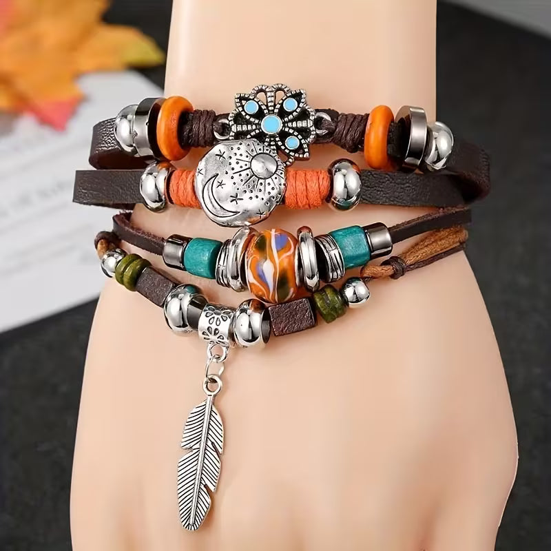 Retro Butterfly Star & Moon Layered Bracelet
