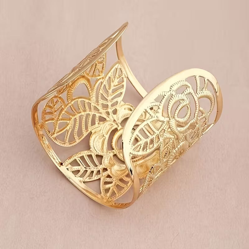 Hollow Rose Flower Open Bracelet