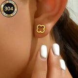 A Pair of Stylish And Charming Hollow Four-Leaf Clover Shaped Stud Earrings