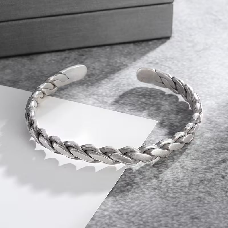 Men’s Vintage Woven Cuban Chain Bangle