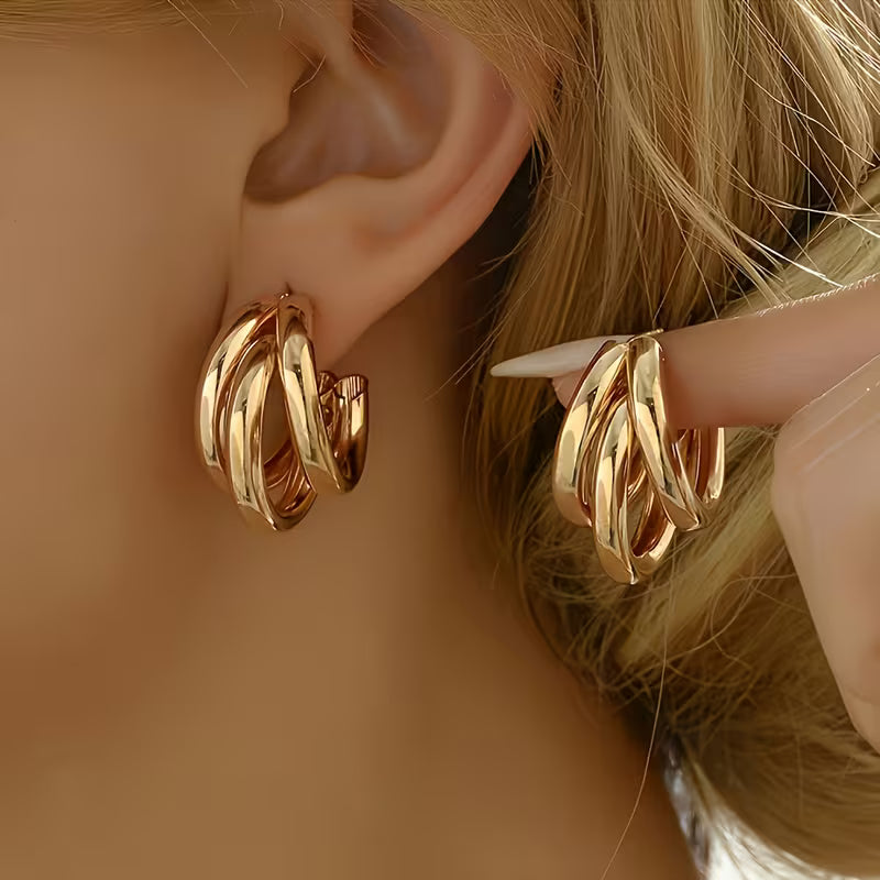 Stainless Steel Golden Earrings