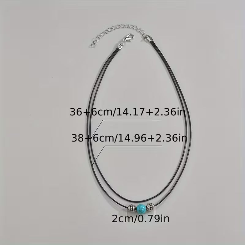 Bohemian Double-Layer Turquoise Pendant Necklace