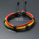 Jamaican Reggae Leather Wrap Bracelet