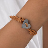 Bohemian Double-Layer Heart Leather Bracelet