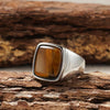 Gold-Plated Tiger’s Eye Stainless Steel Ring
