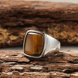 Gold-Plated Tiger’s Eye Stainless Steel Ring