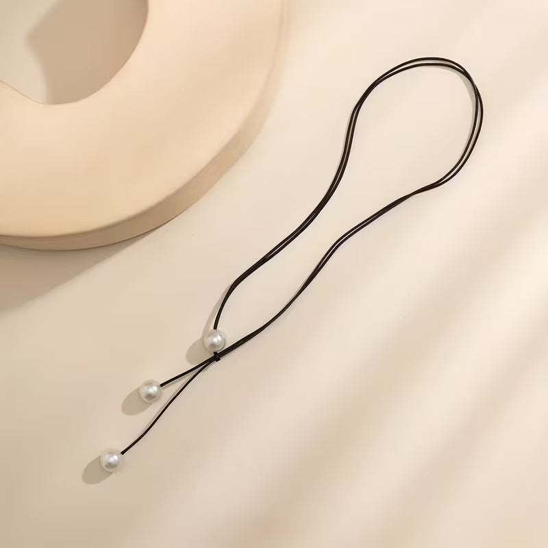 Geometric Pearl Tassel Pendant Necklace
