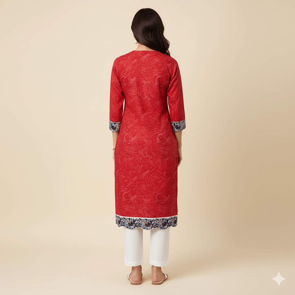 Red Marbled Printed Top