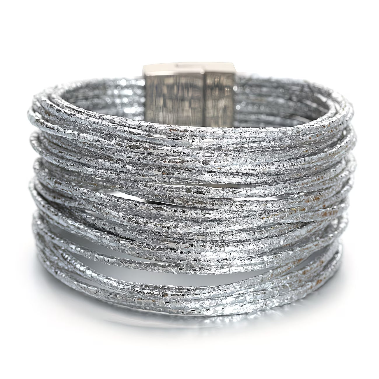 Slim Striped Glitter Wrap Bracelet with Magnetic Clasp