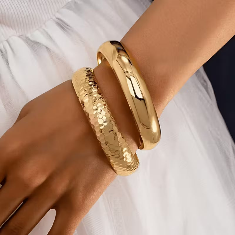 2-Piece Retro Punk Gold Bracelet Set