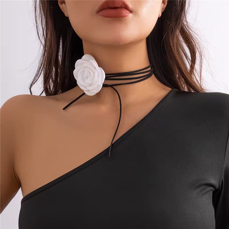 Rose Wrap Ribbon Choker Necklace