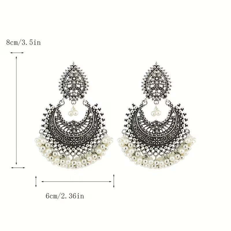 Retro Silvery Plated Dangle Earrings