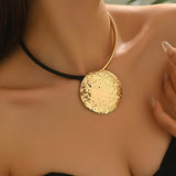 Hammered Disc Pendant Necklace –