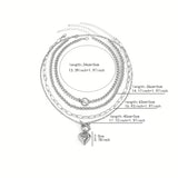 4-Piece Geometric Heart Necklace Set β Elegant OT Clasp Jewelry