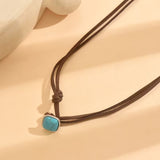 Bohemian Turquoise Leather Choker Necklace