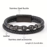 Vintage Double-Layer Leather Chain Bracelet