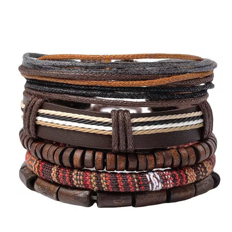 5PCS Ethnic Handwoven Boho Bracelet Set