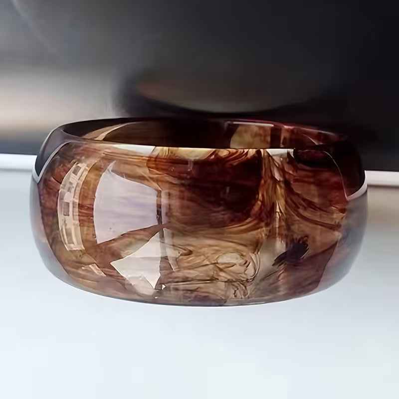 Multicolor Marbled Resin Wide Bangle