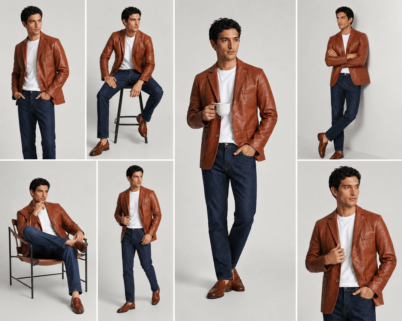 Men's Tan Cowhide Leather Blazer