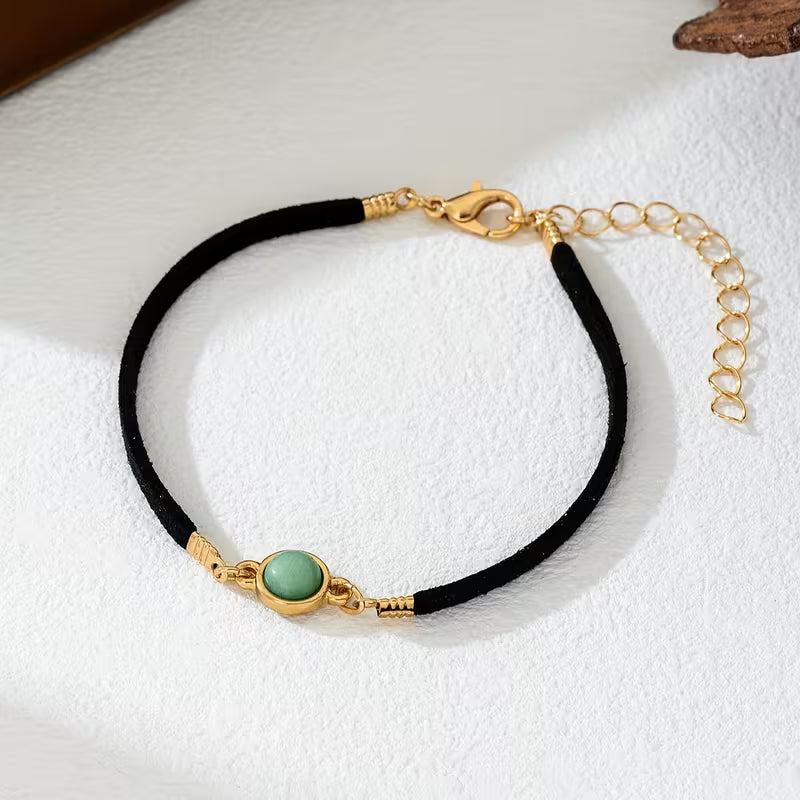 Retro Velvet Gemstone Anklet