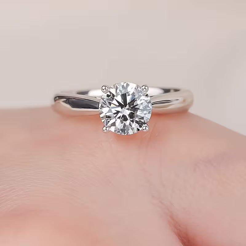 2 Carat Solitaire Silver-Plated Ring