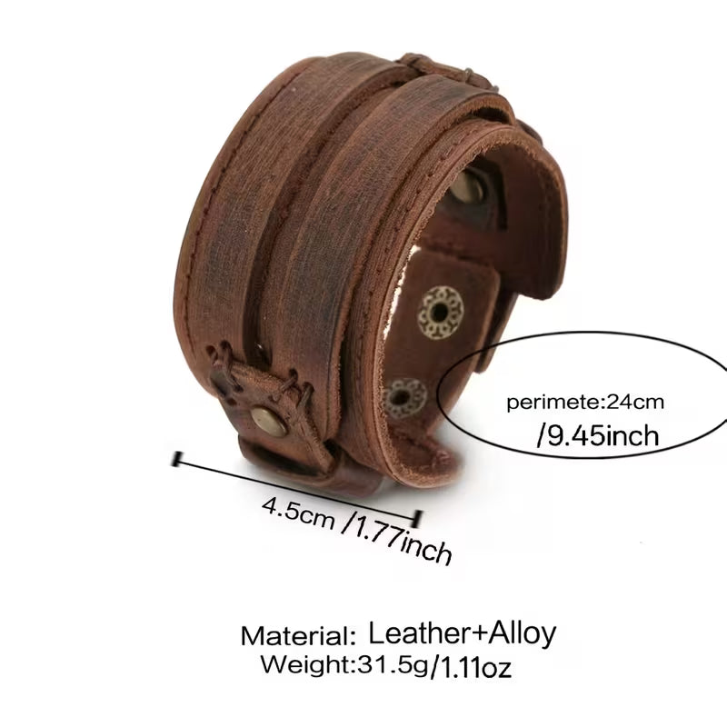 Men's Vintage Distressed Double-Layer Leather Bracelet