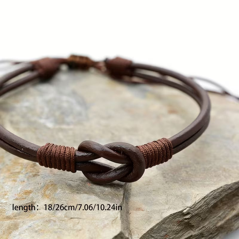 Braided Genuine Leather Knot Bracelet
